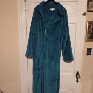 Miss Elaine Teal Zip-Up Robe XL